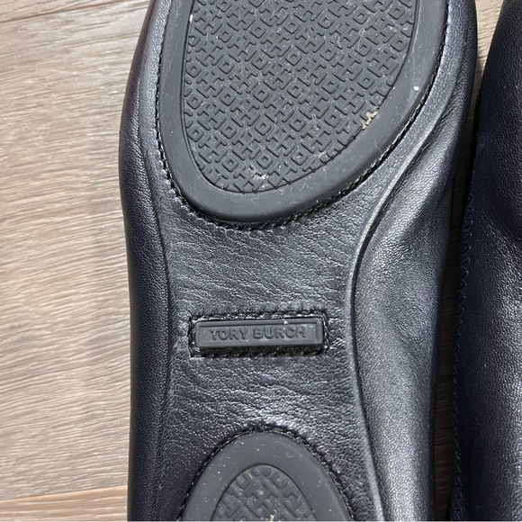 Tory Burch Black Leather Minnie Ballet Flats 8 - Picture 5 of 13